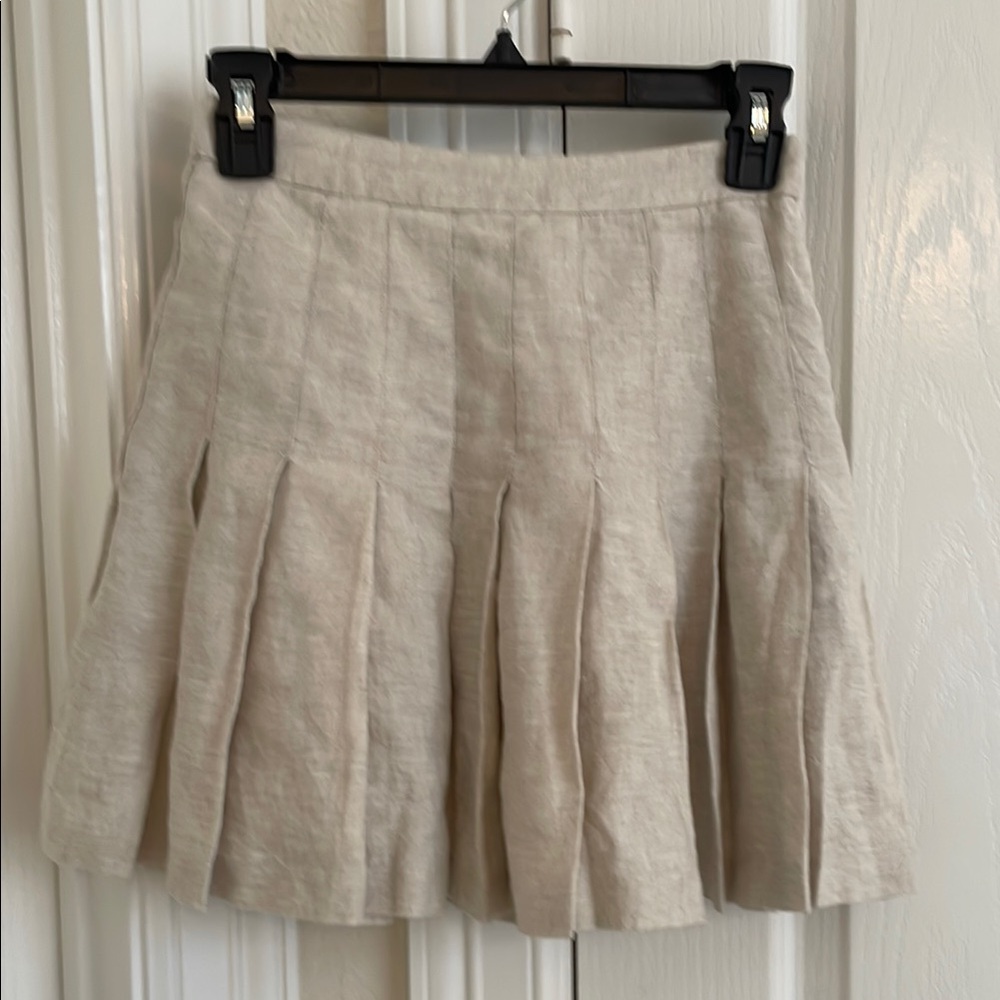 Aritzia Tan Skater Mini Skirt with Pleats